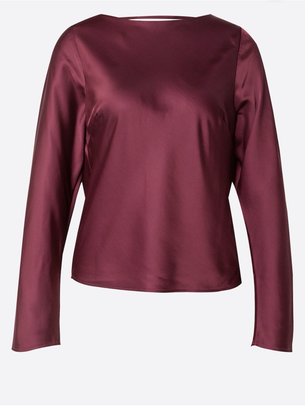 Abercrombie & Fitch Women's Satin Boatneck Long-Sleeve Top - Burgundy